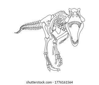 Tyrannosaurus Rex Dinosaur Skeleton Silhouette Isolate Stock Vector ...