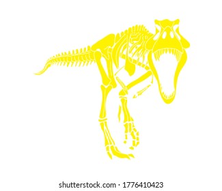 Tyrannosaurus Rex dinosaur skeleton silhouette in isolate on white background. Vector illustration.