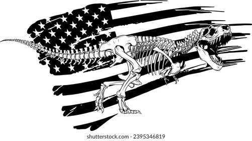 Tyrannosaurus Rex dinosaur skeleton silhouette