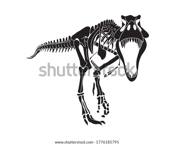 Tyrannosaurus Rex Dinosaur Skeleton Silhouette Isolate Stock Vector ...