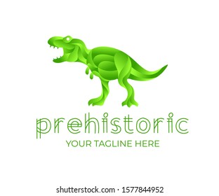 Tyrannosaurus rex and dinosaur, tyrannosaur abstract in ribbon geometric style, logo design. Prehistoric animal, beast, animal and nature, vector design and illustration