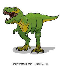 Tyrannosaurus rex dinosaur vector illustration in cartoon style.