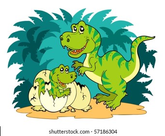 Tyrannosaurus rex family - vector illustration.