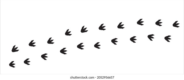 Tyrannosaurus rex foot print trail. T-rex foot print symbol. Dinosaur T-rex footprint stamp track template. Vector stock illustration