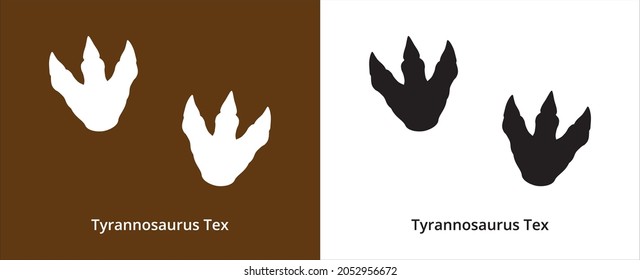 Tyrannosaurus rex Fußdruck. T-rex Fußdrucksymbol. Dinosaur T-rex Fußabdruckstempel-Vorlage. Vektorgrafik