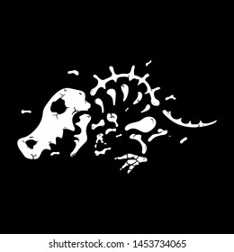 Tyrannosaurus Rex fossil buried in the ground cartoon vector
