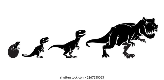 Tyrannosaurus Rex Growth Progression, Silhouette Illustration