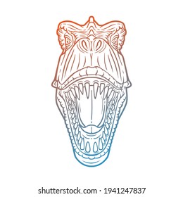 Tyrannosaurus Rex Head Dinosaur Illustration Vector. Velociraptor Face Predator Design.