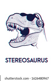 Tyrannosaurus Rex, Headphones, Sunglasses, Visual Stereo Effect, Original Symbol