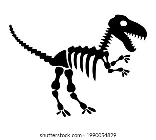 Tyrannosaurus rex icon in silhouette style. T rex dinosaur skeleton. Prehistoric creature bones isolated. Dangerous ancient predator, tyrannosaurus fossil design element. Museum symbol vector.