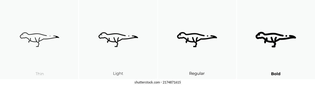tyrannosaurus rex icon. Thin, Light Regular And Bold style design isolated on white background