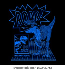 Tyrannosaurus Rex illustration, tee shirt graphics, vectors, roar typography