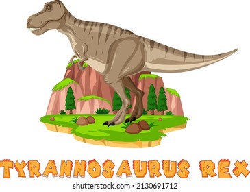 Tyrannosaurus Rex on the island illustration