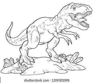 A tyrannosaurus rex outline vector suitable for any graphic design project, education or kids coloring activity.