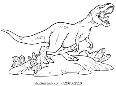 A tyrannosaurus rex outline vector suitable for any graphic design project, education or kids coloring activity.