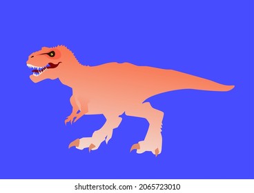 Tyrannosaurus Rex pink dinosaur vector isolated on blue background.