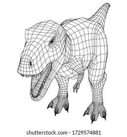 Tyrannosaurus Rex polygonal lines illustration. Abstract vector dinosaur on the white background