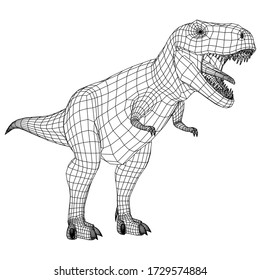 Tyrannosaurus Rex polygonal Linien Abbildung. Abstrakter Vektor-Dinosaurier auf weißem Hintergrund