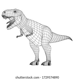 Tyrannosaurus Rex polygonal lines illustration. Abstract vector dinosaur on the white background