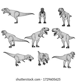 Tyrannosaurus Rex polygonal Linien Abbildung. Abstrakter Vektor-Dinosaurier auf weißem Hintergrund