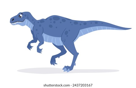 In: Tyrannosaurus rex predator. Jurassic T-Rex Dinosaurier, Fleisch fressender Tyrannosaurus Dino, antike Reptilien flache Vektor-Illustration. Riesenfleischfressender Dinosaurier auf weiß