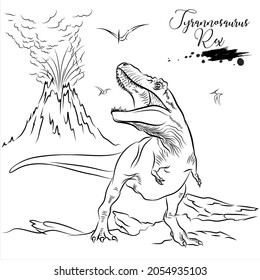 Tyrannosaurus Rex, realistic sketch dinosaur, vector illustration