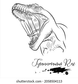 Tyrannosaurus Rex, realistic sketch dinosaur, vector illustration