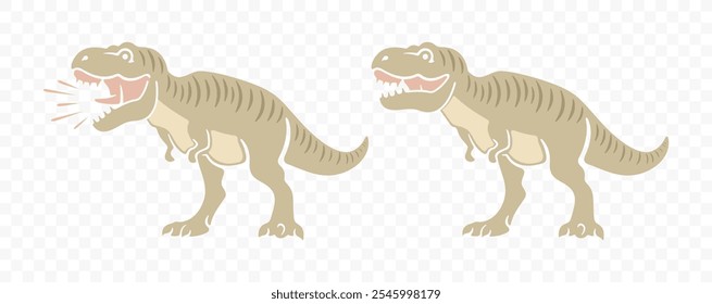 Tyrannosaurus rex, Tyrannosaurus brüllen oder brüllen, grafisches Design. Farbig. Dinosaurier, Tiere, Raubtiere und Reptilien, Vektordesign und Illustration