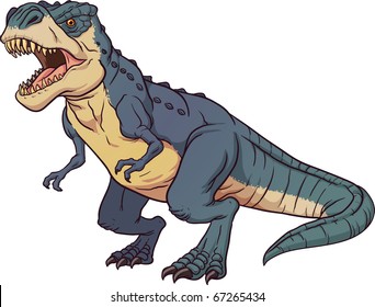 Tyrannosaurus Rex roaring. Vector illustration with simple gradients. All elements in a single layer.