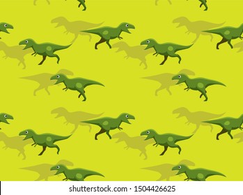 Tyrannosaurus Rex Running Cartoon Cute Seamless Pattern Wallpaper-01