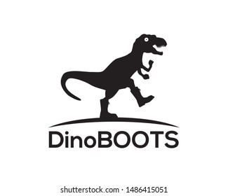 Tyrannosaurus Rex Running Chasing Something And Wearing Boots Shoes