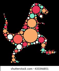 Tyrannosaurus Rex shape vector design by color point