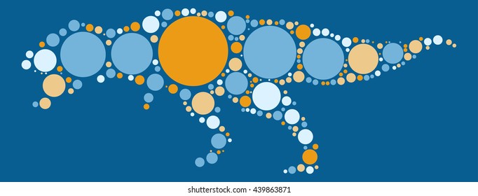 Tyrannosaurus Rex shape vector design by color point