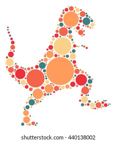 Tyrannosaurus Rex shape vector design by color point