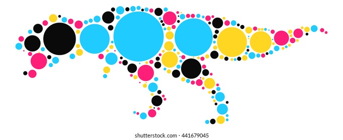 Tyrannosaurus Rex shape vector design by color point