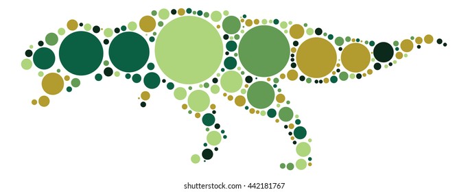 Tyrannosaurus Rex shape vector design by color point