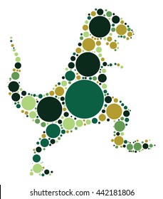 Tyrannosaurus Rex shape vector design by color point