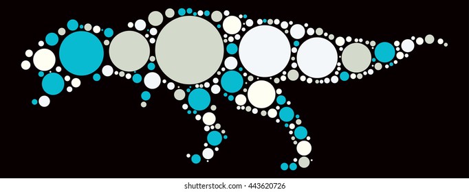 Tyrannosaurus Rex shape vector design by color point