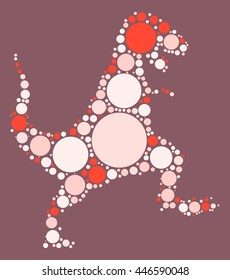 Tyrannosaurus Rex shape vector design by color point