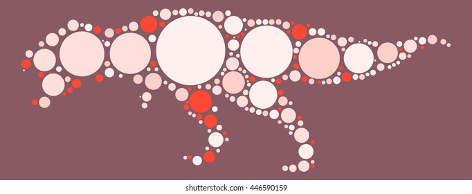 Tyrannosaurus Rex shape vector design by color point
