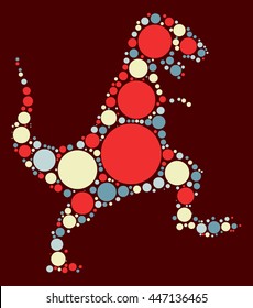 Tyrannosaurus Rex shape vector design by color point