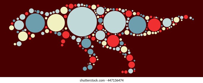 Tyrannosaurus Rex shape vector design by color point