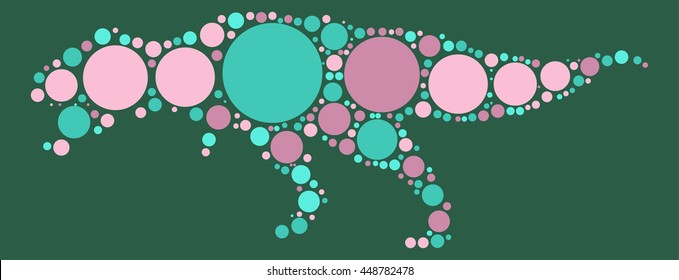 Tyrannosaurus Rex shape vector design by color point