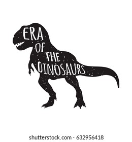 Tyrannosaurus Rex silhouette vector illustration with era of the dinosaurs lettering