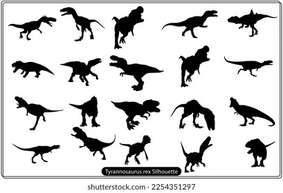 Tyrannosaurus rex silhouette vector set