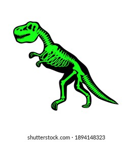 Tyrannosaurus rex skeleton drawing, vector illustration