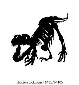 tyrannosaurus rex skeleton fossil, isolated dinosaur vector illustration on white background