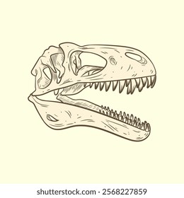 Tyrannosaurus Rex Skeleton Head Illustration