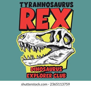 Tyrannosaurus Rex skull illustration print design