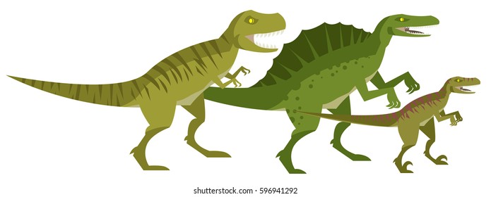 tyrannosaurus rex spinosaurus and velociraptor dinosaur